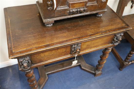 A late 17th century Italian walnut side table, W.2ft 6in. D.1ft 6in. H.2ft 3in.